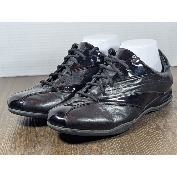 NEW Cole Haan Air Brianna Sneakers Womens 9.5 B Black Patent Leather Lave Up - Picture 1 of 13